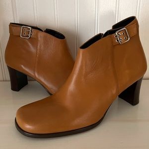 Etienne Aigner Tan Ankle Boots with Silver Buckles